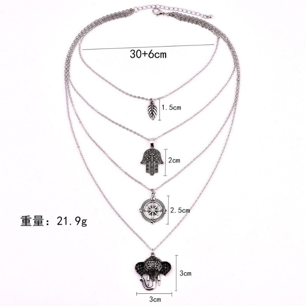 Boho Multilayered Statement Necklace with Charms - Picture 3 of 3